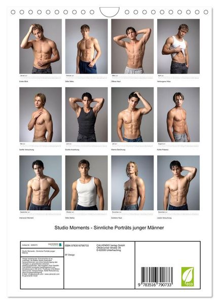 Produktbild: Studio Moments - Sinnliche Portr&auml;ts junger M&auml;nner (Wandkalender 2027 DIN A4 hoch), CALVENDO Monatskalender