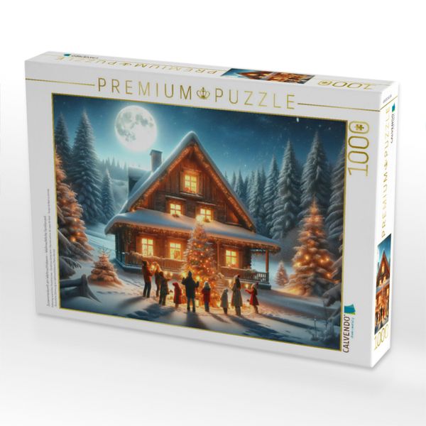 Produktbild: CALVENDO Puzzle Zusammenkunft am Weihnachtsbaum - Weihnachtliche Familienzeit | 1000 Teile Lege-Gr&ouml;&szlig;e 64x48cm Foto-Puzzle f&uuml;r gl&uuml;ckliche Stunden