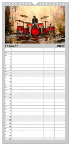 Produktbild: Familienplaner 2026 - Schlagzeug ewige Liebe live mit 5 Spalten (Wandkalender, 21 x 45 cm) CALVENDO