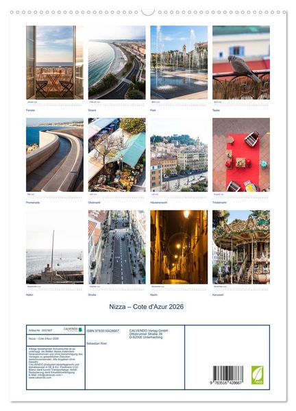 Produktbild: Nizza &ndash; Cote d'Azur 2026 (hochwertiger Premium Wandkalender 2026 DIN A2 hoch), Kunstdruck in Hochglanz