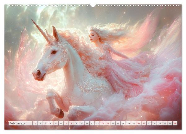 Produktbild: EINHORNZAUBER Traumhafte Glitzerwelt (hochwertiger Premium Wandkalender 2026 DIN A2 quer), Kunstdruck in Hochglanz