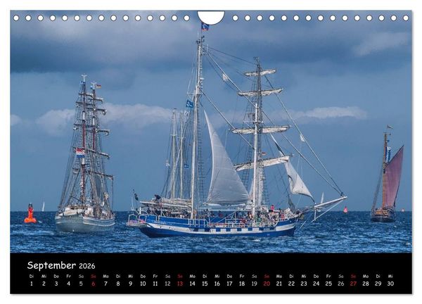 Produktbild: Windjammer vor Warnem&uuml;nde (Wandkalender 2026 DIN A4 quer), CALVENDO Monatskalender
