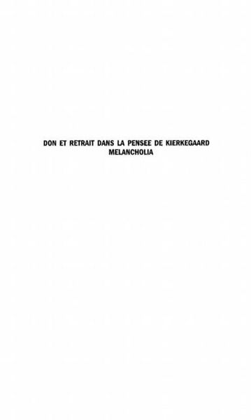 Produktbild: Don Et Retrait Dans La Pensee De Kierkegaard Melancholia