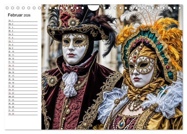 Produktbild: M&auml;rchenhafte Maskerade KI - Karnevalserlebnis in Venedig (Wandkalender 2026 DIN A4 quer), CALVENDO Monatskalender
