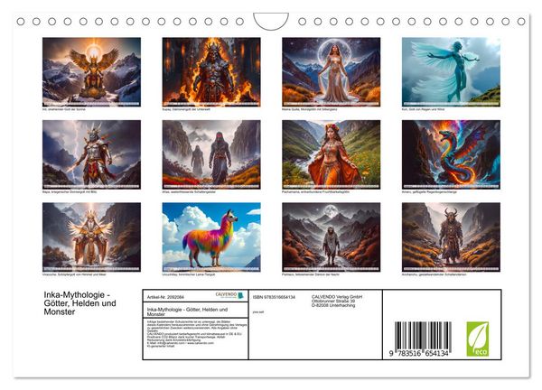 Produktbild: Inka-Mythologie - G&ouml;tter, Helden und Monster (Wandkalender 2026 DIN A4 quer), CALVENDO Monatskalender