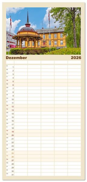 Produktbild: Familienplaner 2026 - Norwegens K&uuml;stenst&auml;dte mit 5 Spalten (Wandkalender, 21 x 45 cm) CALVENDO