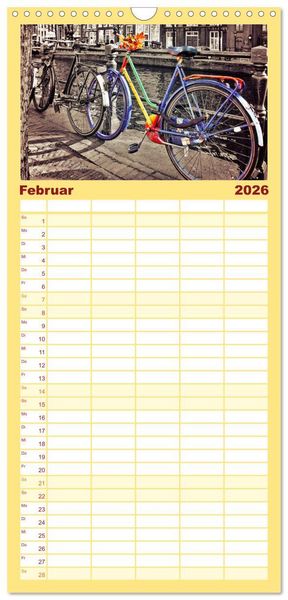 Produktbild: Familienplaner 2026 - Stadtfahrrad mit 5 Spalten (Wandkalender, 21 x 45 cm) CALVENDO