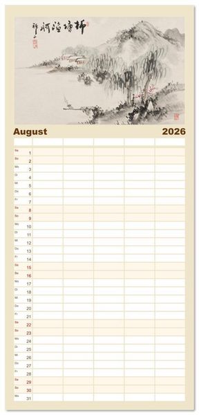 Produktbild: Familienplaner 2026 - Yoshitsugu Haizan mit 5 Spalten (Wandkalender, 21 x 45 cm) CALVENDO