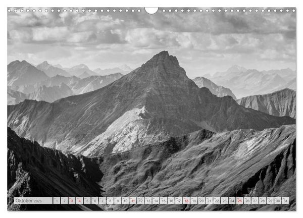 Produktbild: Bergpixels Schwarz-Wei&szlig;e Gebirgstr&auml;ume (Wandkalender 2026 DIN A3 quer), CALVENDO Monatskalender
