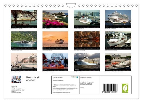 Produktbild: Kreuzfahrt erleben (Wandkalender 2026 DIN A4 quer), CALVENDO Monatskalender