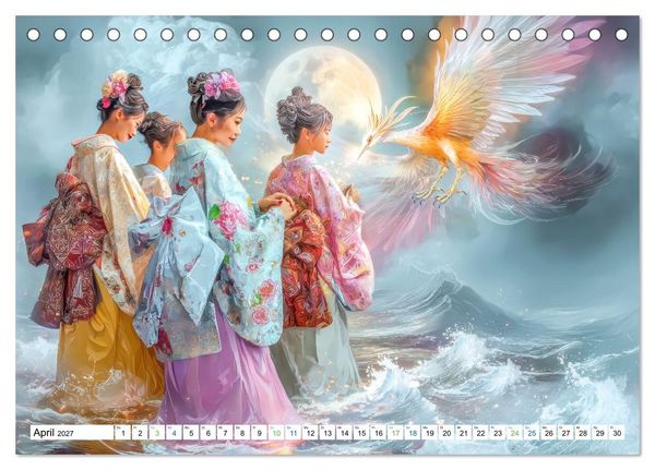 Produktbild: Japanisch inspirierte Werke - Mit Japans traditionellen Tieren (Tischkalender 2027 DIN A5 quer), CALVENDO Monatskalender