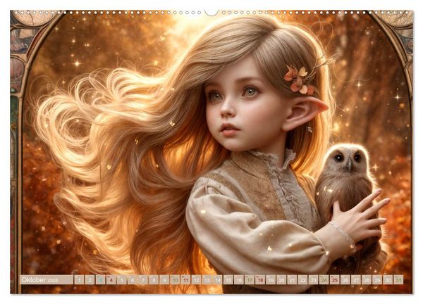 Produktbild: Elfenkinder und ihre Freunde - Magie und Natur im Einklang (Wandkalender 2026 DIN A2 quer), CALVENDO Monatskalender