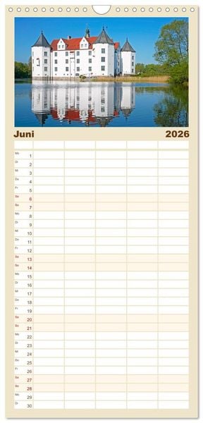 Produktbild: Familienplaner 2026 - Burgen und Schl&ouml;sser - Zeugnisse vergangener Zeiten mit 5 Spalten (Wandkalender, 21 x 45 cm) CALVENDO