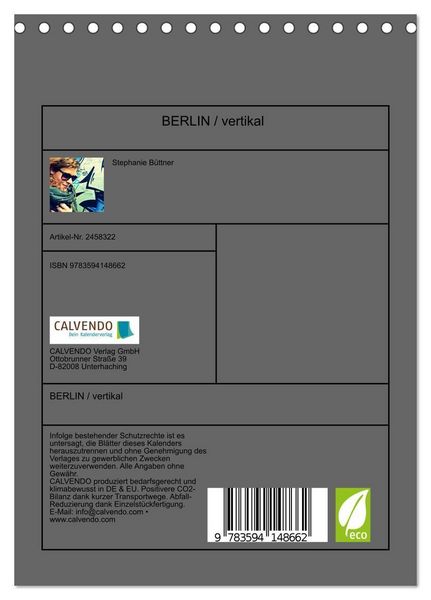 Produktbild: BERLIN / vertikal (Tischkalender 2027 DIN A5 hoch), CALVENDO Monatskalender
