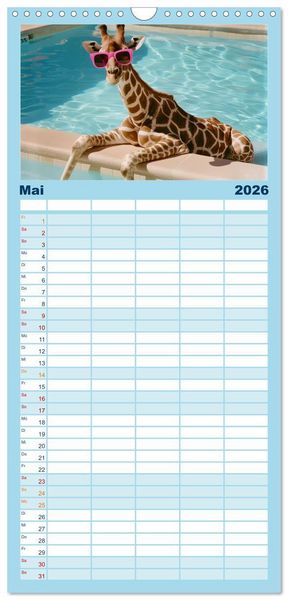 Produktbild: Familienplaner 2026 - Hei&szlig;er Sommer mit 5 Spalten (Wandkalender, 21 x 45 cm) CALVENDO