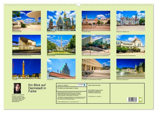 Produktbild: Ein Blick auf Darmstadt in Farbe (Wandkalender 2027 DIN A2 quer), CALVENDO Monatskalender