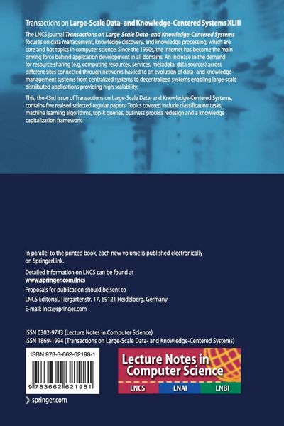 Produktbild: Transactions on Large-Scale Data- and Knowledge-Centered Systems XLIII