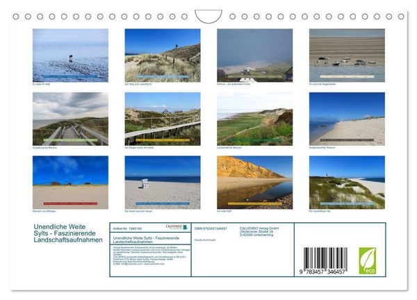 Produktbild: Unendliche Weite Sylts - Faszinierende Landschaftsaufnahmen (Wandkalender 2026 DIN A4 quer), CALVENDO Monatskalender