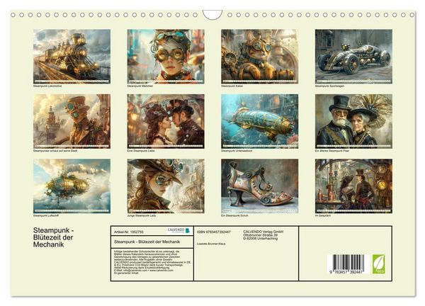 Produktbild: Steampunk - Bl&uuml;tezeit der Mechanik (Wandkalender 2026 DIN A3 quer), CALVENDO Monatskalender