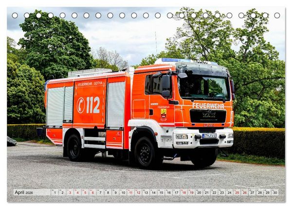 Produktbild: Feuerwehrfahrzeuge (Tischkalender 2026 DIN A5 quer), CALVENDO Monatskalender