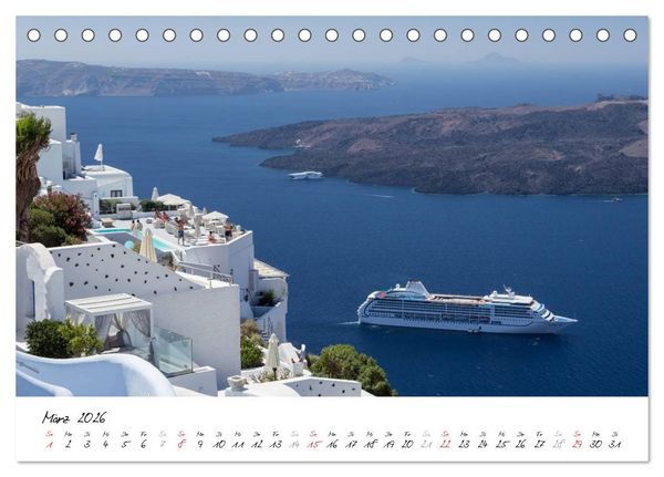 Produktbild: Santorini - Fotogene Sch&ouml;nheit (Tischkalender 2026 DIN A5 quer), CALVENDO Monatskalender