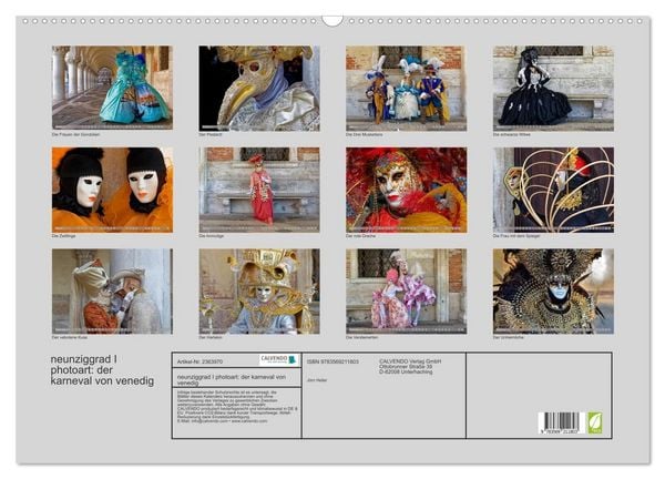 Produktbild: neunziggrad I photoart: der karneval von venedig (Wandkalender 2027 DIN A2 quer), CALVENDO Monatskalender
