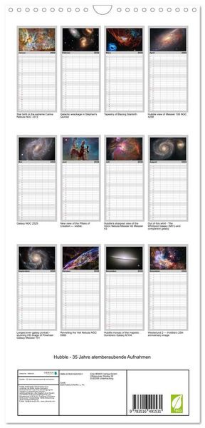 Produktbild: Familienplaner 2026 - Hubble - 35 Jahre atemberaubende Aufnahmen mit 5 Spalten (Wandkalender, 21 x 45 cm) CALVENDO