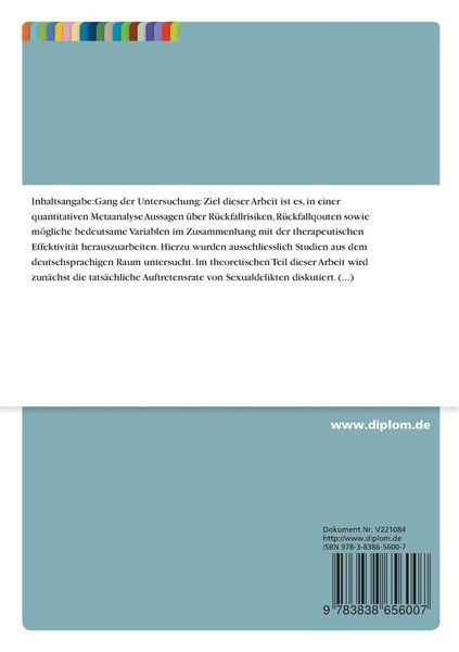 Produktbild: Zur Wirksamkeit der Behandlung von Sexualstraft&auml;tern
