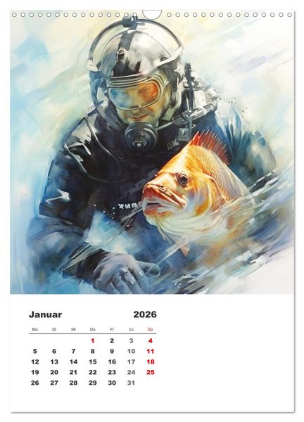 Produktbild: Tauchen im ewigen Blau. Eine Aquarell-Reise in die Tiefen der Meere (Wandkalender 2026 DIN A3 hoch), CALVENDO Monatskalender