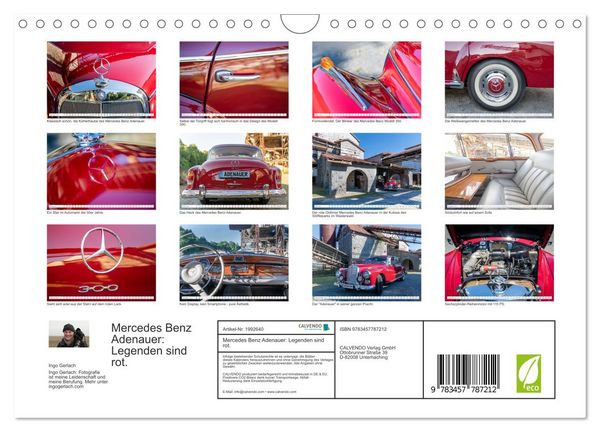 Produktbild: Mercedes Benz Adenauer: Legenden sind rot. (Wandkalender 2026 DIN A4 quer), CALVENDO Monatskalender