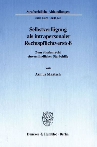 Produktbild: Selbstverf&uuml;gung als intrapersonaler Rechtspflichtversto&szlig;.