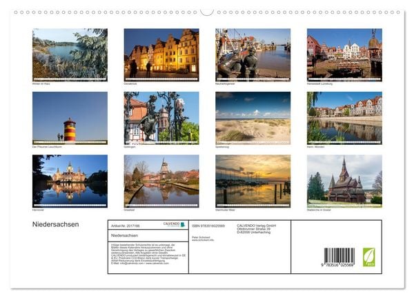 Produktbild: Niedersachsen (hochwertiger Premium Wandkalender 2026 DIN A2 quer), Kunstdruck in Hochglanz