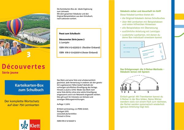 Produktbild: D&eacute;couvertes S&eacute;rie jaune 3. Vokabel-Lernbox zum Schulbuch