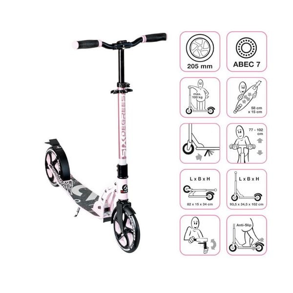 SIX DEGREES Aluminium Scooter 205 mm pastellrosa