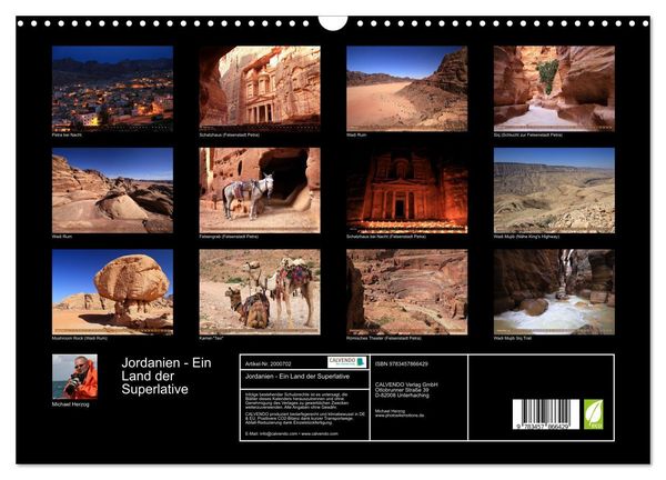 Produktbild: Jordanien - Ein Land der Superlative (Wandkalender 2026 DIN A3 quer), CALVENDO Monatskalender