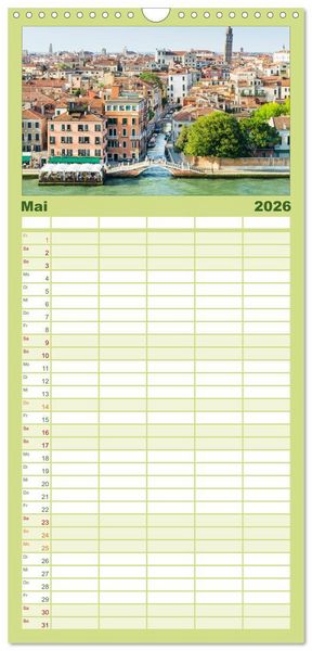 Produktbild: Familienplaner 2026 - Venedig mit 5 Spalten (Wandkalender, 21 x 45 cm) CALVENDO