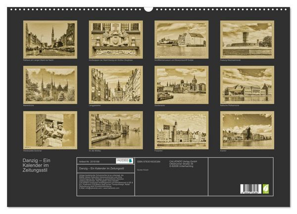 Produktbild: Danzig &ndash; Ein Kalender im Zeitungsstil (Wandkalender 2026 DIN A2 quer), CALVENDO Monatskalender