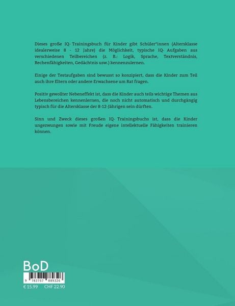 Produktbild: Das gro&szlig;e IQ-Trainingsbuch f&uuml;r Kinder