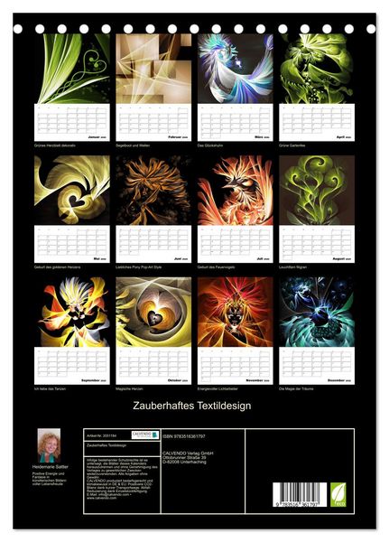 Produktbild: Zauberhaftes Textildesign (Tischkalender 2026 DIN A5 hoch), CALVENDO Monatskalender