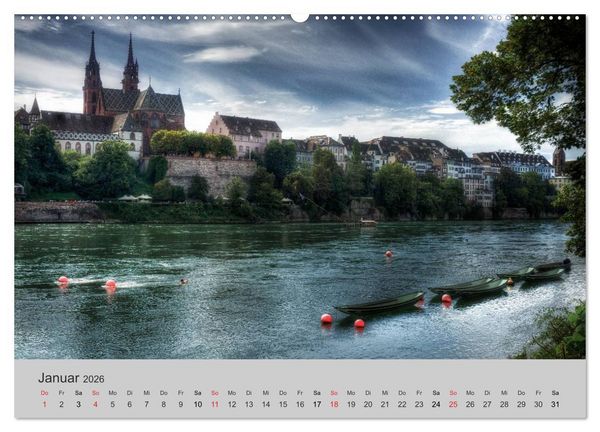 Produktbild: Basel, eine Stadt am Rhein (hochwertiger Premium Wandkalender 2026 DIN A2 quer), Kunstdruck in Hochglanz