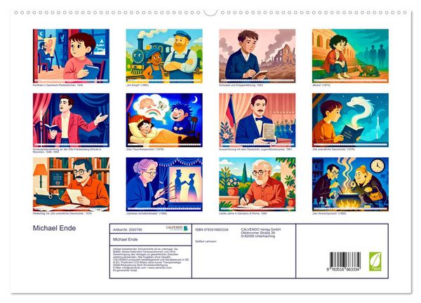 Produktbild: Michael Ende (hochwertiger Premium Wandkalender 2026 DIN A2 quer), Kunstdruck in Hochglanz