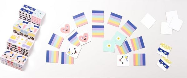 Produktbild: FOLIA DIY Legekarten blanko, 6x6cm, 60 Karten, 4-farbig gedruckt mit 136 Stickern
