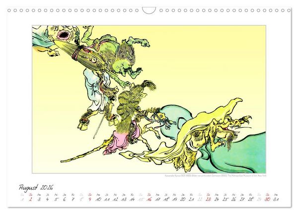 Produktbild: Kawanabe Kyosai - Einhundert D&auml;monen Kunstkalender (Wandkalender 2026 DIN A3 quer), CALVENDO Monatskalender
