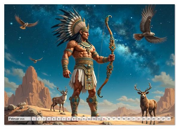 Produktbild: Aztekische Mythologie - G&ouml;tter, Helden und Monster (Wandkalender 2026 DIN A4 quer), CALVENDO Monatskalender