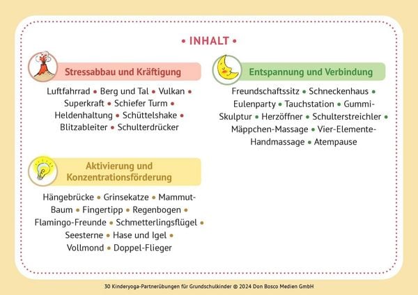 Produktbild: 30 Kinderyoga-Partner&uuml;bungen f&uuml;r Grundschul-Kinder