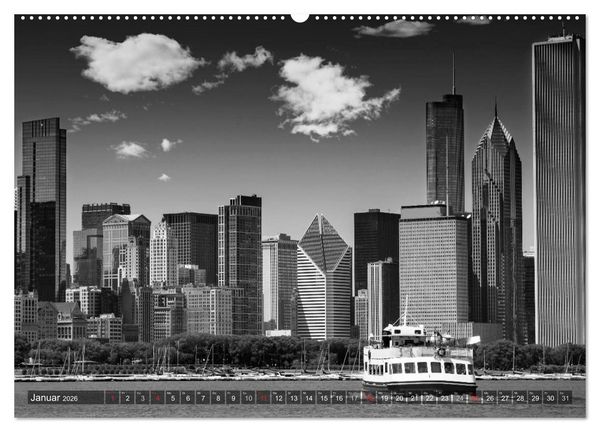 Produktbild: CHICAGO Monochrom (Wandkalender 2026 DIN A2 quer), CALVENDO Monatskalender