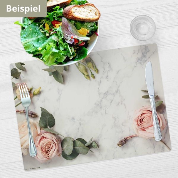 Produktbild: Tischsetmacher Tischsets Rosen auf Marmor, aus hochwertigem Vinyl (4 St&uuml;ck), 44 x 32 cm