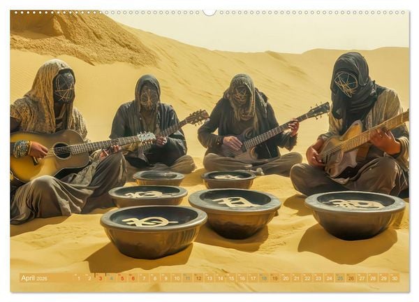 Produktbild: W&uuml;stenmusikanten und W&uuml;stent&auml;nzer - Surreale Impressionen (Wandkalender 2026 DIN A2 quer), CALVENDO Monatskalender