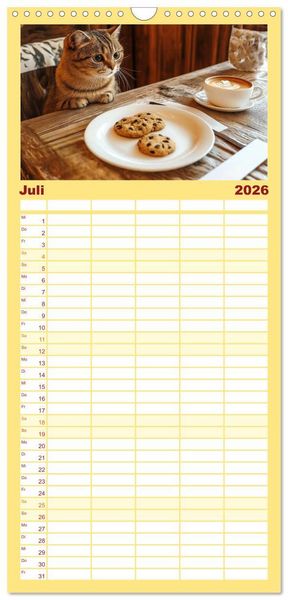 Produktbild: Familienplaner 2026 - Momente eines Katzenbesitzers - Chaos der Samtpfoten mit 5 Spalten (Wandkalender, 21 x 45 cm) CALVENDO