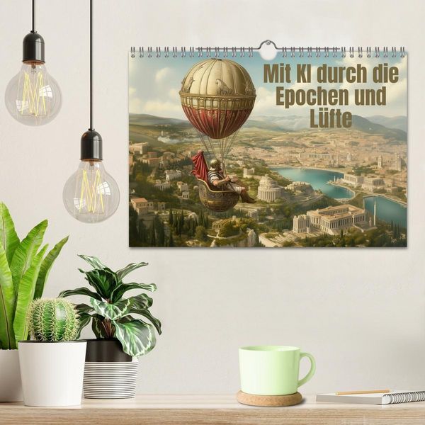 Produktbild: Mit KI durch die Epochen und L&uuml;fte (Wandkalender 2026 DIN A4 quer), CALVENDO Monatskalender